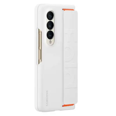 Originalen ovitek za Samsung Galaxy Z Fold 4, silikonski mat ucinek z vrvico - bel