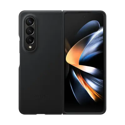 Samsung, Usnjeno ohišje za Samsung Galaxy Z Fold 4, združljivo z brezžičnim polnjenjem, Črna