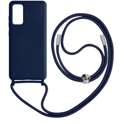Semi-rigid etui na vrvico za Samsung S20 FE z mehko notranjostjo, ovratnim pašckom - modra