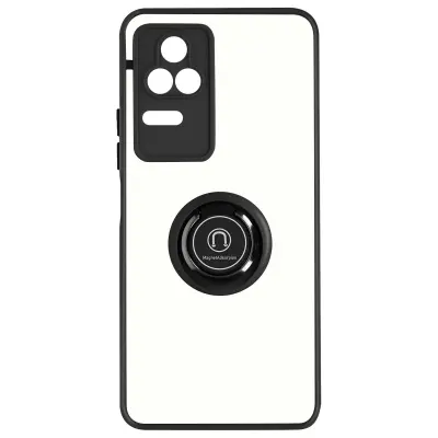 Ovitek za Xiaomi Poco F4 5G z držalom za prstan, hrbtna stran proti prstnim odtisom, združljiv z magnetnim stojalom - crn