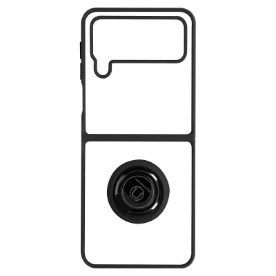 Ovitek Samsung Z Flip 4, odporen proti udarcem z držalom za obrocek in trdim zadnjim delom z ucinkom dima - crn