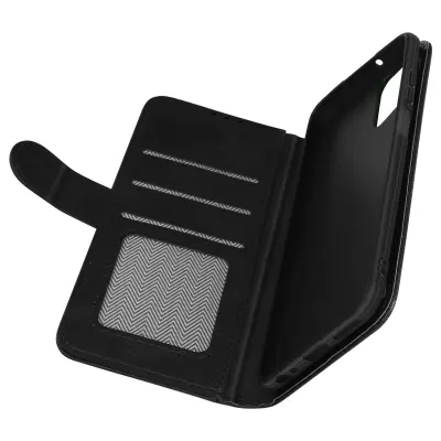 Etui, denarnica in stojalo za Motorola Moto G32, žepi za kartice in racune - crna