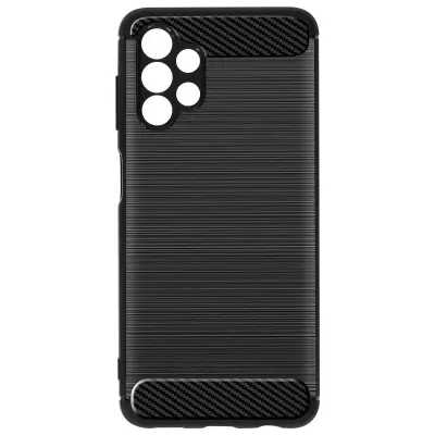 Silikonski ovitek za Samsung Galaxy A04s, A13 4G in A13 5G, brušen kovinski dizajn z ucinkom ogljika - crn