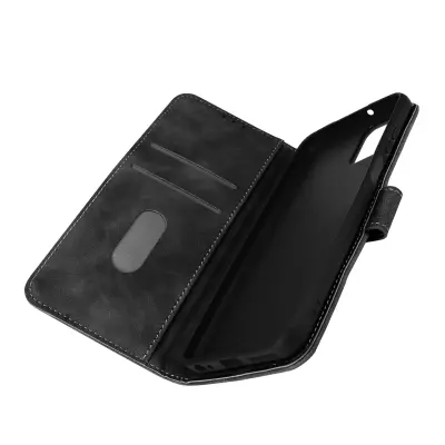 Ovitek za Motorola Moto G32, soft-touch Suede Effect, z denarnico in magnetnim jezickom - crn