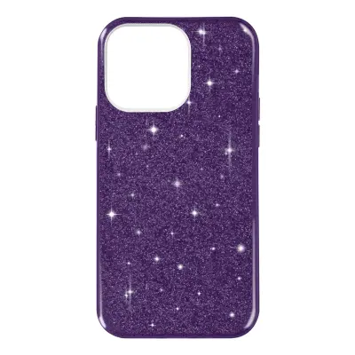 Ovitek z blešcicami za iPhone 14 Pro Max, mehak gel silikonski s trdim slojem, vijolicen