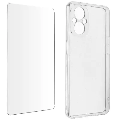 Oppo Reno8 Lite 5G 360° zašcitni paket: tanko mehko ohišje, prozorno poevno kaljeno steklo