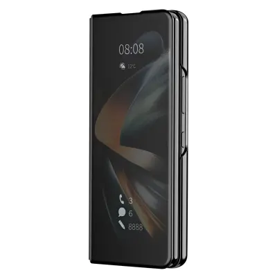 Preklopna torbica Samsung Z Fold 4, funkcija stojala Clear View Mirror Effect - crna