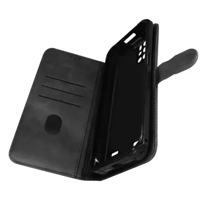 Ovitek Ulefone Armor 12 5G s preklopno denarnico in podporo za video, vgrajenim zapestnim pašckom, crna