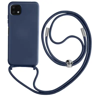 Samsung A22 5G poltrda torbica z vrvico z mehko notranjostjo, ovratnim pašckom - modra