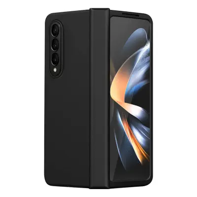 Trda, mehka vgrajena torbica za Samsung Galaxy Z Fold 4 s prilagodljivo zašcito zaslona - crna