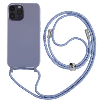 Poltrdi ovitek z vrvico za iPhone 14 Pro z mehko notranjostjo, ovratnikom - vijolicen