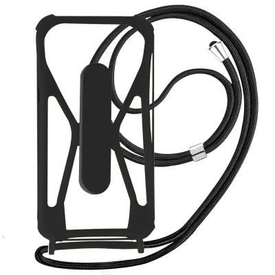 Univerzalna torbica z vrvico za pametni telefon, vogali, odporni proti udarcem in stojalo za video - crna