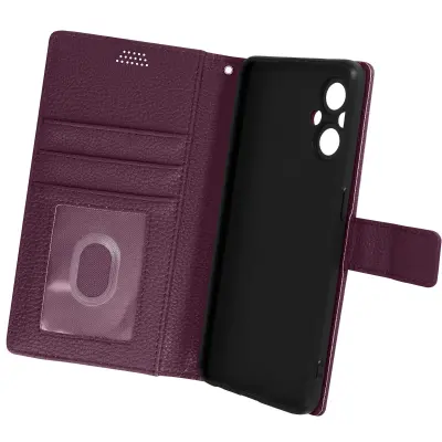 Ovitek Oppo Reno8 Lite 5G s preklopom za denarnico in stojalom za video, magnetnim jezickom in pašckom za zapestje - vijolicen