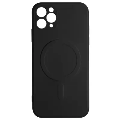 Magsafe iPhone 11 Pro Max silikonski upogljivi notranji mehki etui Mag Cover - crn