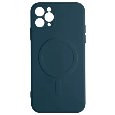 Ovitek Magsafe za iPhone 11 Pro, silikonski, prilagodljivi notranji mehak ovitek Mag, polnocno modra