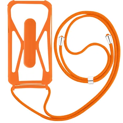 Univerzalna torbica za vrvico za pametni telefon, vogali, odporni na udarce, in podporno stojalo - oranžna
