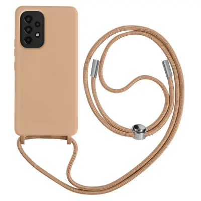 Samsung A33 5G poltrda torbica z vrvico z mehko notranjostjo, ovratnim pašckom - roza