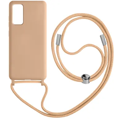 Semi-rigid ovitek z vrvico za Samsung Galaxy S20 FE z mehko notranjostjo, ovratnikom za vrat - roza