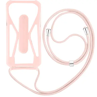 Univerzalna torbica za vrvico za pametni telefon, vogali, odporni na udarce, in podporno stojalo - roza
