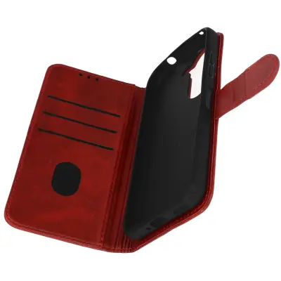 Etui za Asus Zenfone 9, denarnica in stojalo, žepi za kartice in trak za denar - rdec