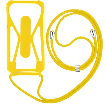 Univerzalna torbica z vrvico za pametni telefon, vogali, odporni na udarce, in podporno stojalo - rumena