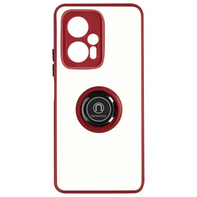 Ovitek za Xiaomi Poco X4 GT z držalom za prstan, hrbtna stran z zašcitnim prstnim odtisom, združljiv z magnetnim stojalom - rdec