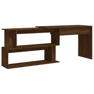vidaXL Kotna pisalna miza rjav hrast 200x50x76 cm inženirski les