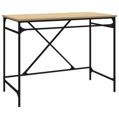 vidaXL Pisalna miza sonoma hrast 100x50x75 cm inženirski les in železo