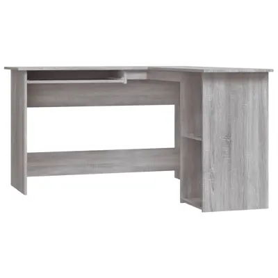 vidaXL Kotna pisalna miza siva sonoma 120x140x75 cm inženirski les