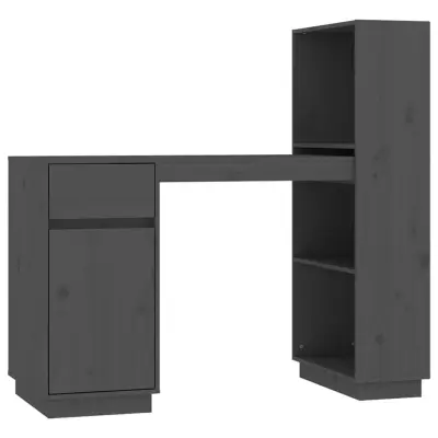 vidaXL Pisalna miza siva 110x53x117 cm trdna borovina