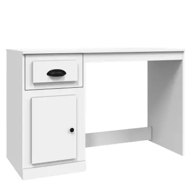 vidaXL Pisalna miza s predali bela 115x50x75 cm inženirski les