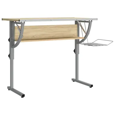 vidaXL Delovna miza sonoma hrast siva 110x53x(58-87) cm inž. les jeklo