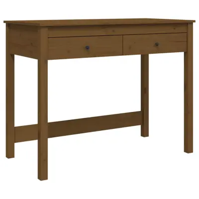 vidaXL Pisalna miza s predali medeno rjava 100x50x78 cm trdna borovina
