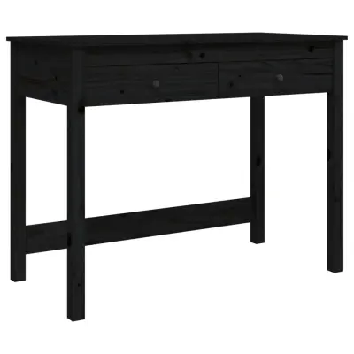 vidaXL Pisalna miza s predali črna 100x50x78 cm trdna borovina