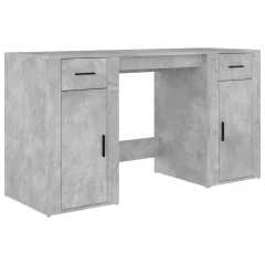 vidaXL Pisalna miza z omaricami betonsko siva inženirski les
