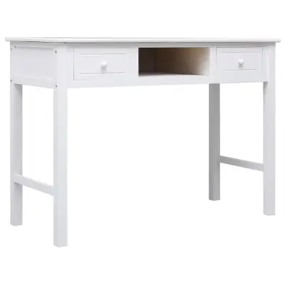 vidaXL Pisalna miza bela 108x45x76 cm trden les pavlovnije