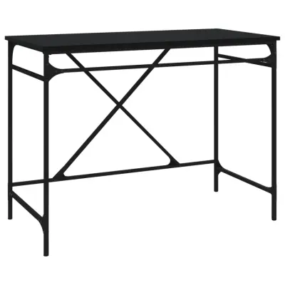 vidaXL Pisalna miza črna 100x50x75 cm inženirski les in železo