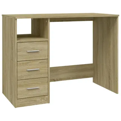 vidaXL Pisalna miza s predali sonoma hrast 102x50x76 cm inženirski les