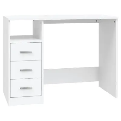 vidaXL Pisalna miza s predali bela 102x50x76 cm inženirski les