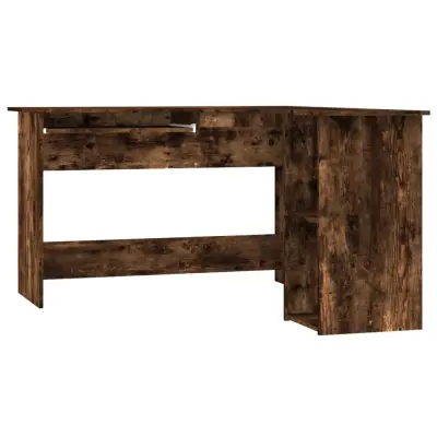 vidaXL Kotna pisalna miza dimljeni hrast 120x140x75 cm inženirski les