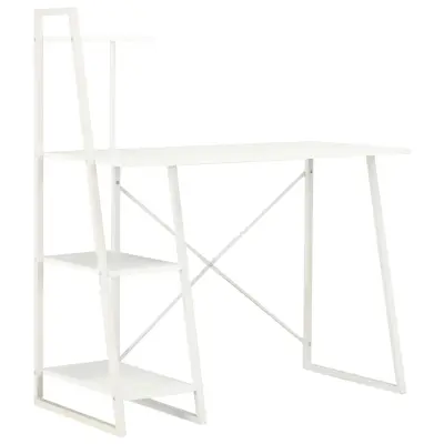 vidaXL Pisalna miza s policami bela 102x50x117 cm
