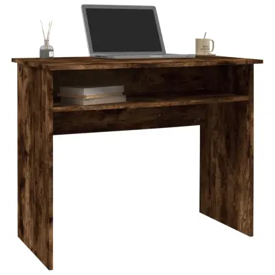 vidaXL Pisalna miza dimljeni hrast 90x50x74 cm inženirski les