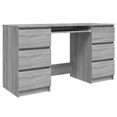 vidaXL Pisalna miza siva sonoma 140x50x77 cm konstruiran les