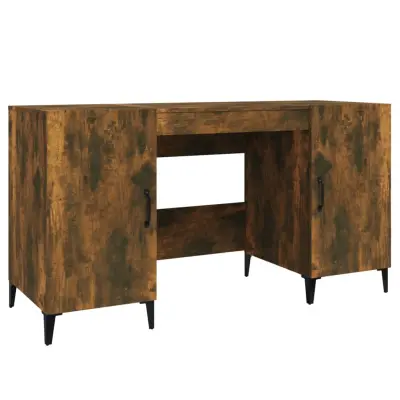 vidaXL Pisalna miza dimljeni hrast 140x50x75 cm inženirski les