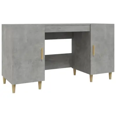 vidaXL Pisalna miza betonsko siva 140x50x75 cm konstruiran les