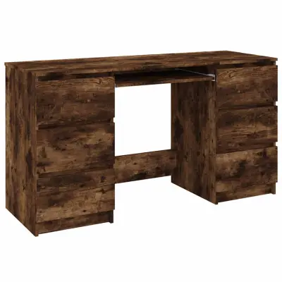 vidaXL Pisalna miza dimljeni hrast 140x50x77 cm konstruiran les