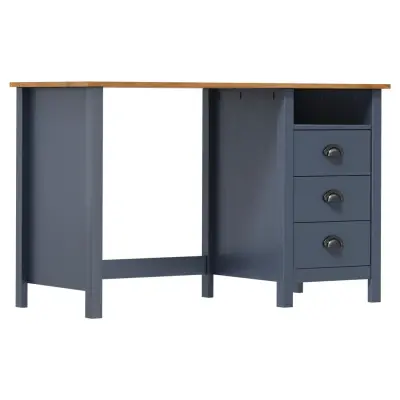 vidaXL Pisalna miza Hill s 3 predali siva 120x50x74 cm borovina
