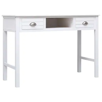 vidaXL Pisalna miza bela 108x45x76 cm trden les pavlovnije