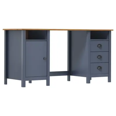 vidaXL Pisalna miza Hill siva 150x50x74 cm trdna borovina