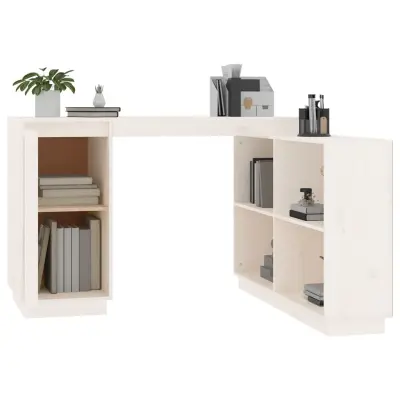 vidaXL Pisalna miza bela 110x50x75 cm trdna borovina